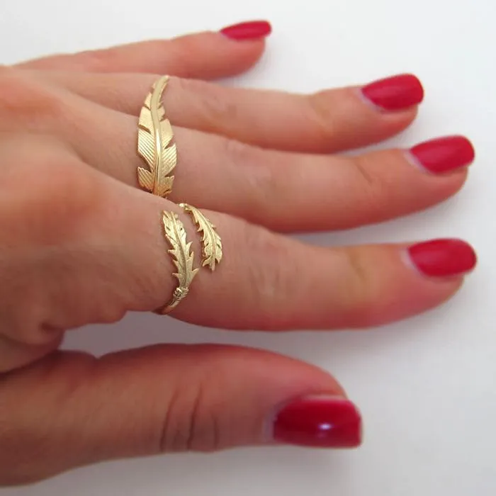 14K Gold Filled Gold Feather Ring