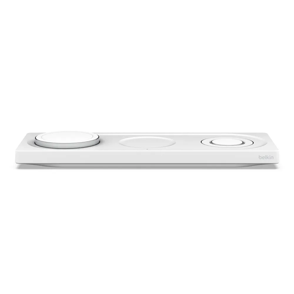 Belkin BoostCharge PRO MagSafe 3-in-1 Wireless Charging Pad with 3-Pin UK Power Supply Unit (White)