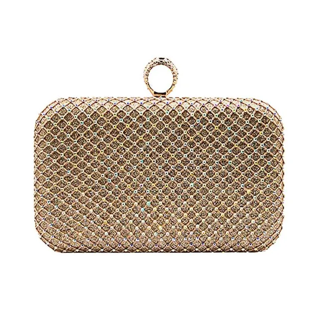 Bling Rectangle Evening Clutch Crossbody Bag