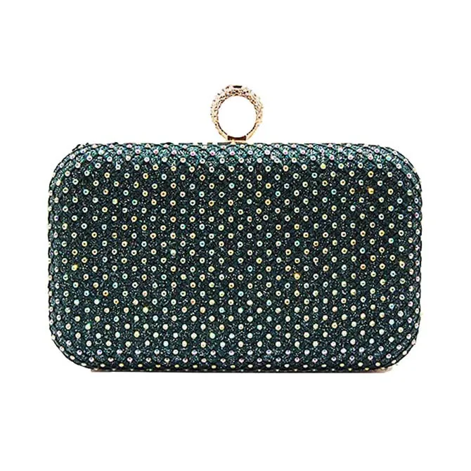 Bling Rectangle Evening Clutch Crossbody Bag