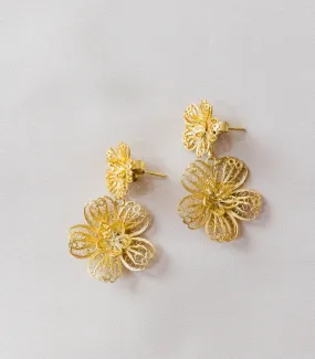 Carnation Filigree Detachable Drop Earrings