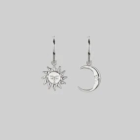 ELIN. Sun & Moon Hoop Earrings - Silver