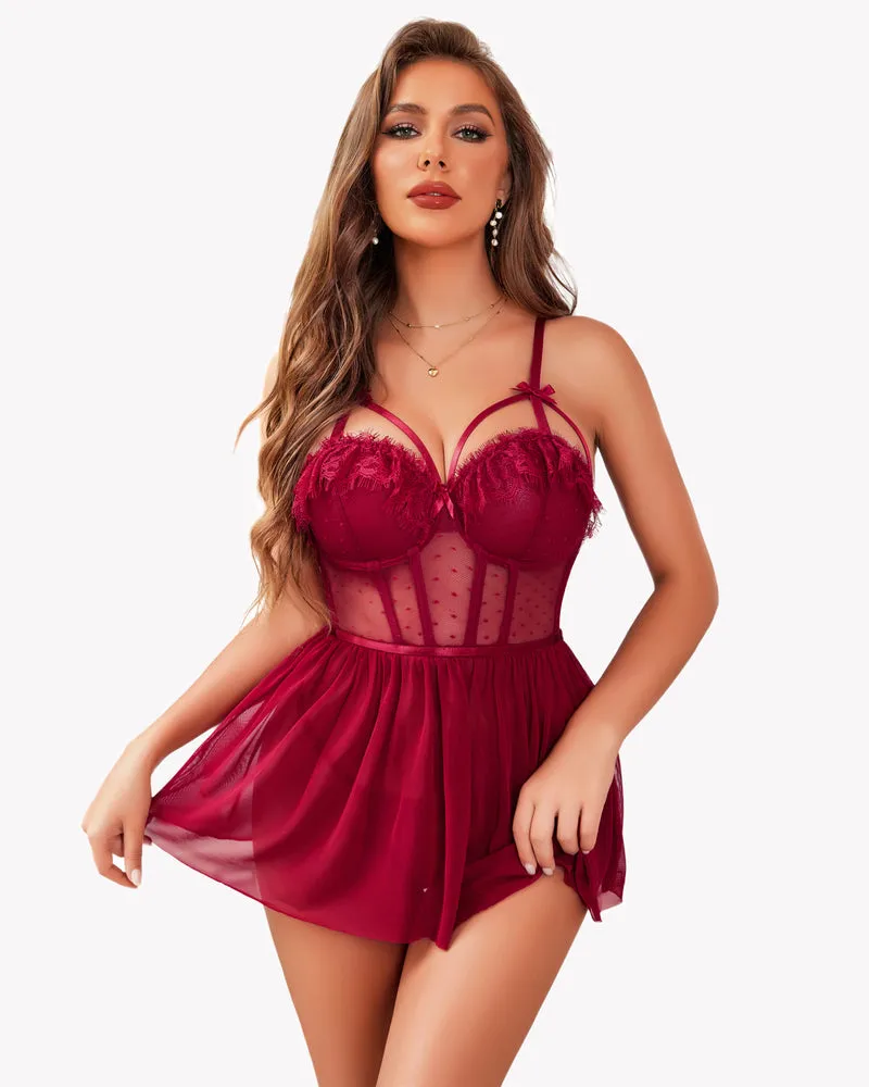 Fairy Lingerie Mesh Lace Push Up Nightgown