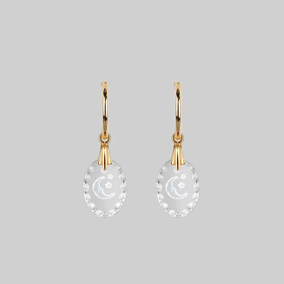 LYRAE. Moon & Stars Glass Earrings - Gold