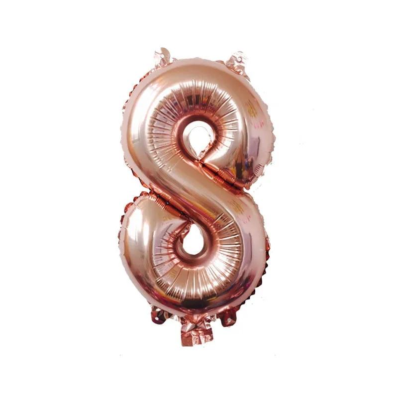 Rose Gold Number Foil Balloons Large Digit Helium Balloons wedding decorations Birthday Party Supplies Baby Shower Rose Gold 8