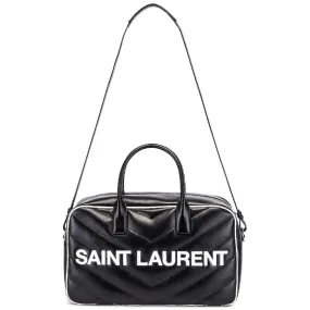 Saint Laurent Miles Logo Black Calf Leather Duffel Bowling Bag