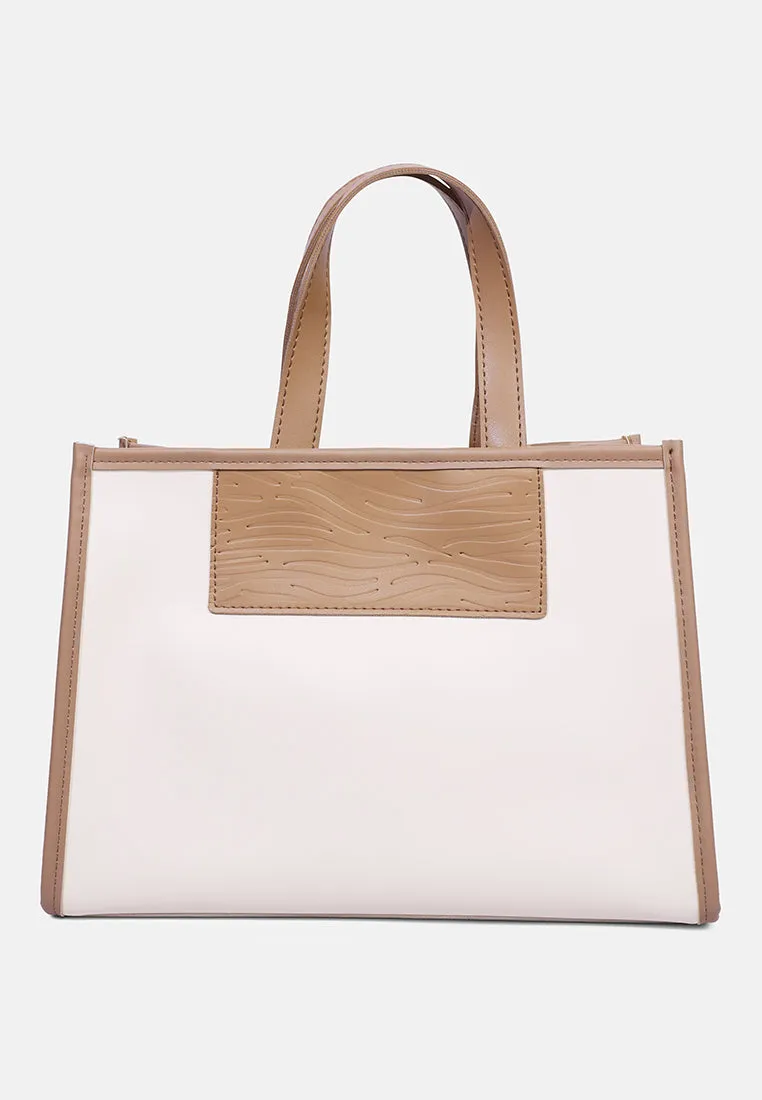 Wavy Patch Color Block Tote Bag