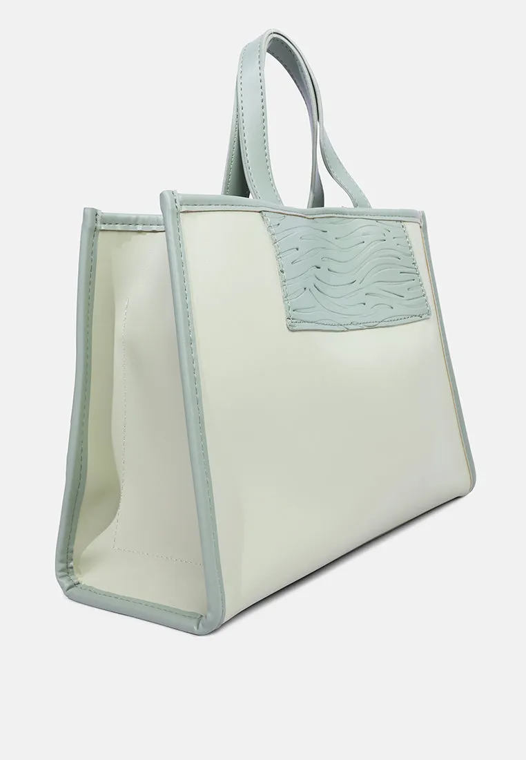 Wavy Patch Color Block Tote Bag