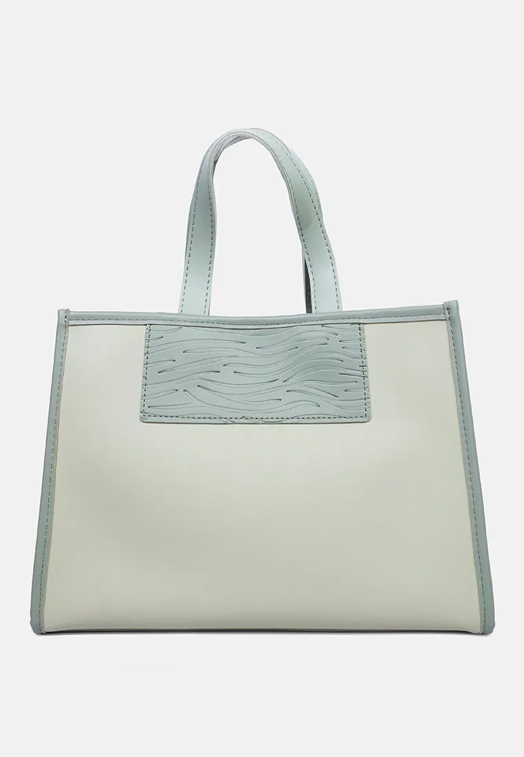 Wavy Patch Color Block Tote Bag