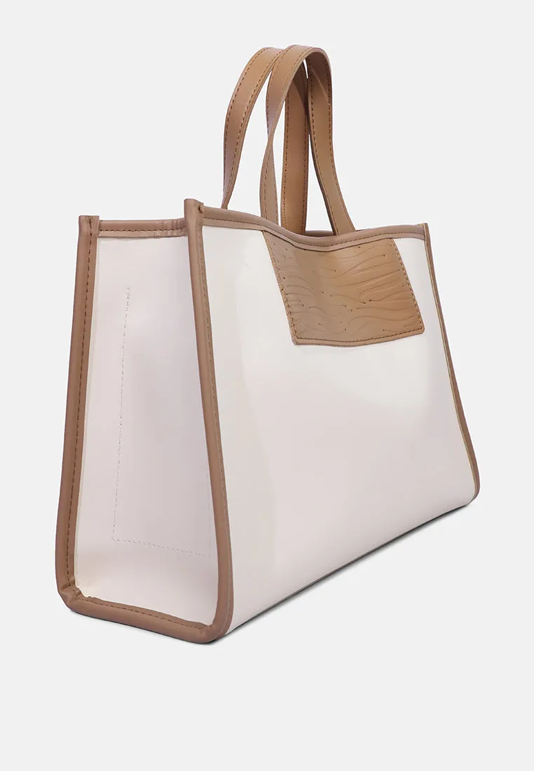 Wavy Patch Color Block Tote Bag