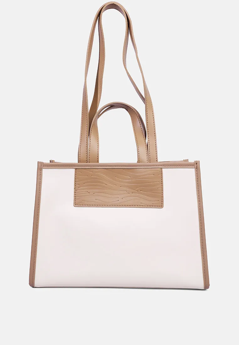 Wavy Patch Color Block Tote Bag