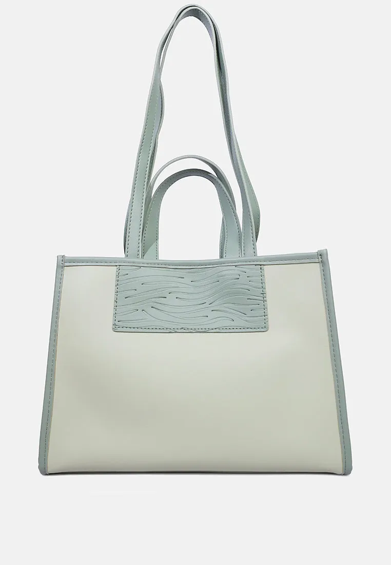 Wavy Patch Color Block Tote Bag