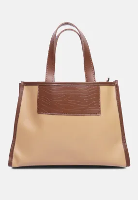 Wavy Patch Color Block Tote Bag