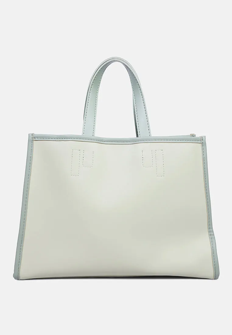 Wavy Patch Color Block Tote Bag