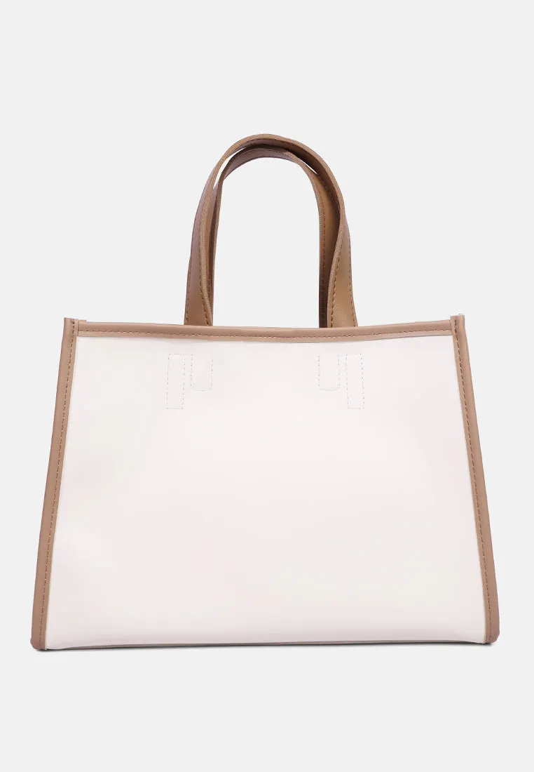 Wavy Patch Color Block Tote Bag