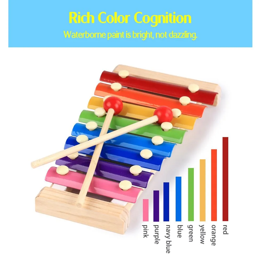 Wooden Marimba Toys Eight-tone Piano Musical Instrument Toys Children's Music Enlightenment Montessori Education Teaching Aids